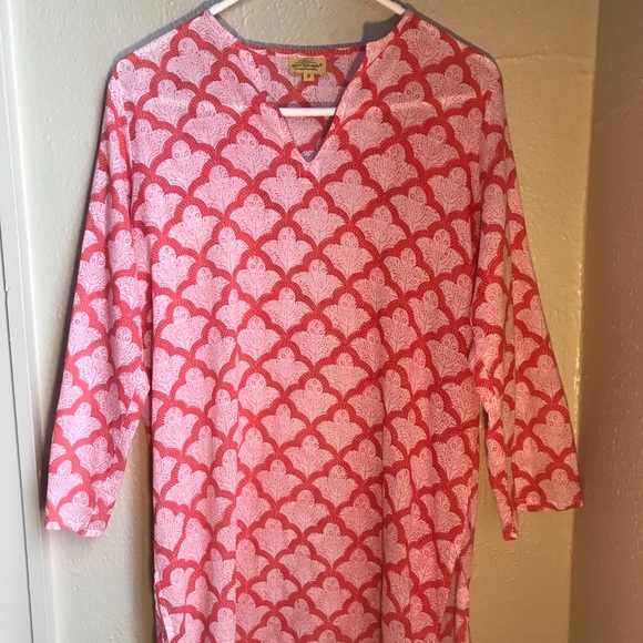 Roberta Roller Rabbit Red Patterned Tunic Caftan - Picture 6 of 8